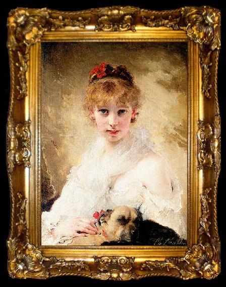 framed  Charles Joshua Chaplin Her Favourite Dog, ta009-2